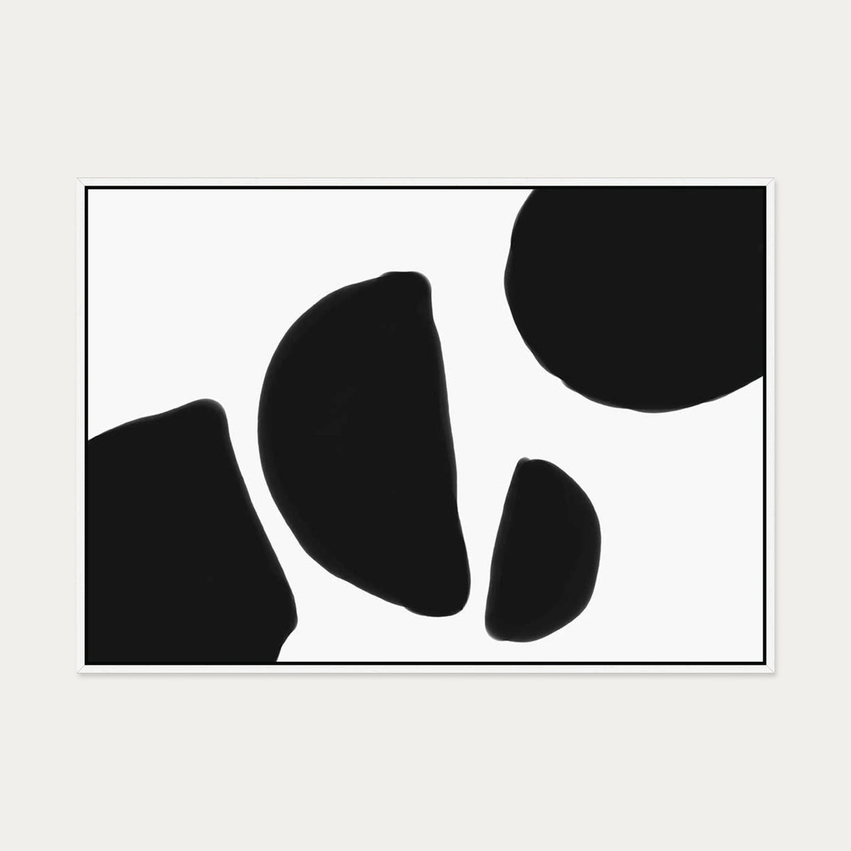 Black & White Shapes Canvas Art — 70 x 100 cm — White Frame