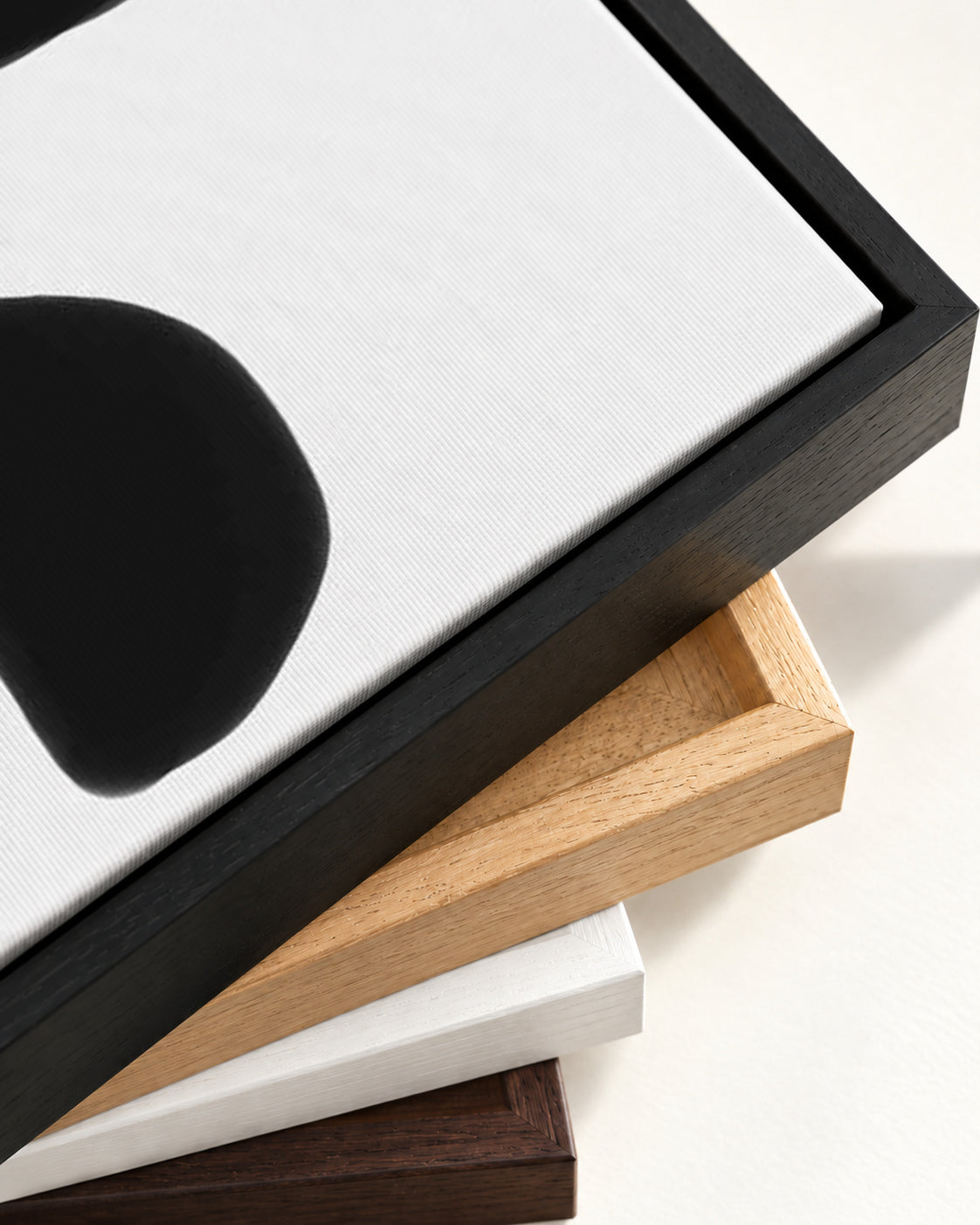 Black & White Shapes Canvas Art — framed canvas corner and wrapped canvas detail