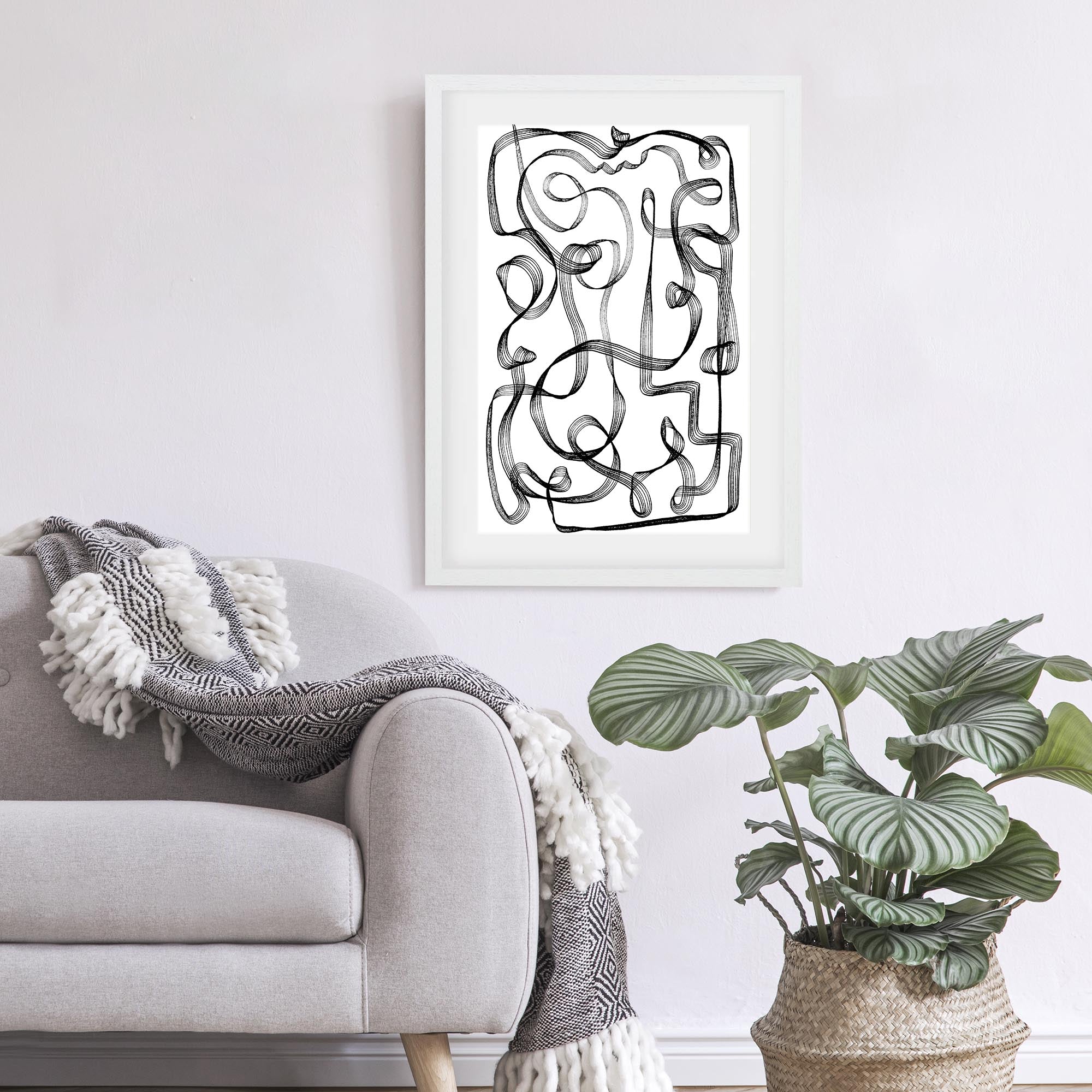 Dimensional Maze Lines Framed Art