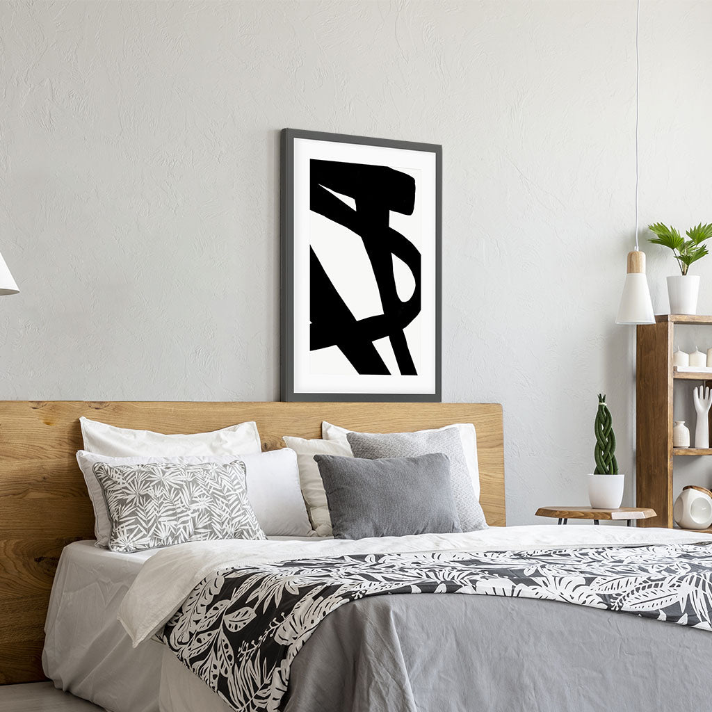 Black Line Art Abstract Framed Art