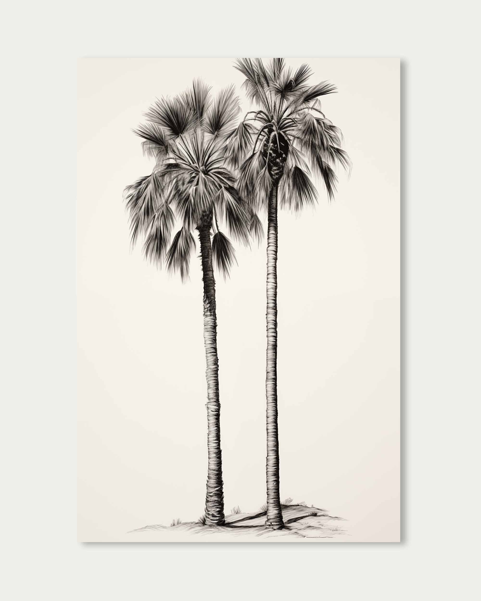 Monochrome Palms Wall Art Print