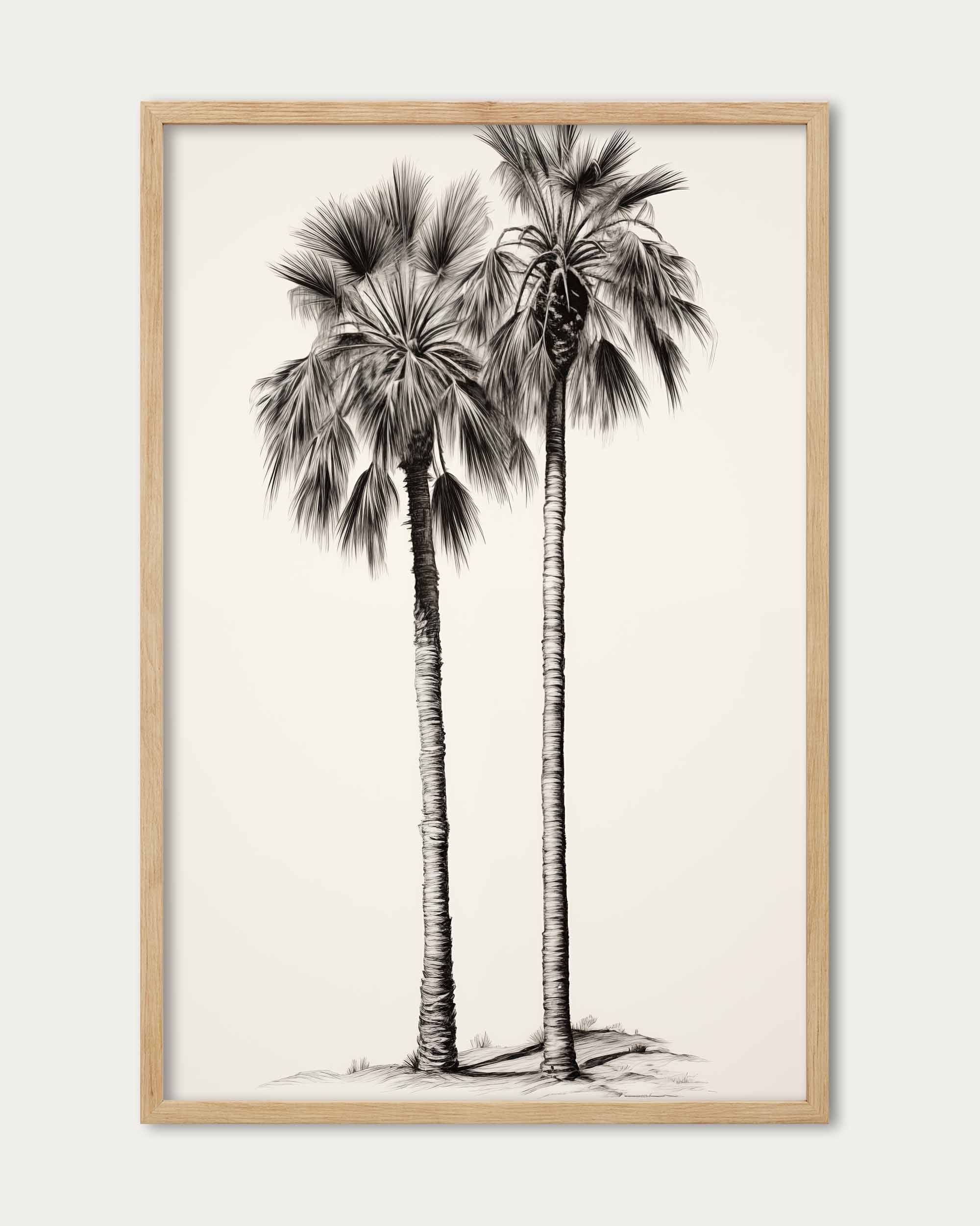 Monochrome Palms Wall Art Print