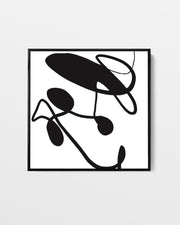 Black abstract art print on a white background