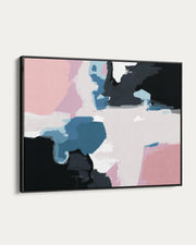 Abstract art print with colorful shapes on a white background