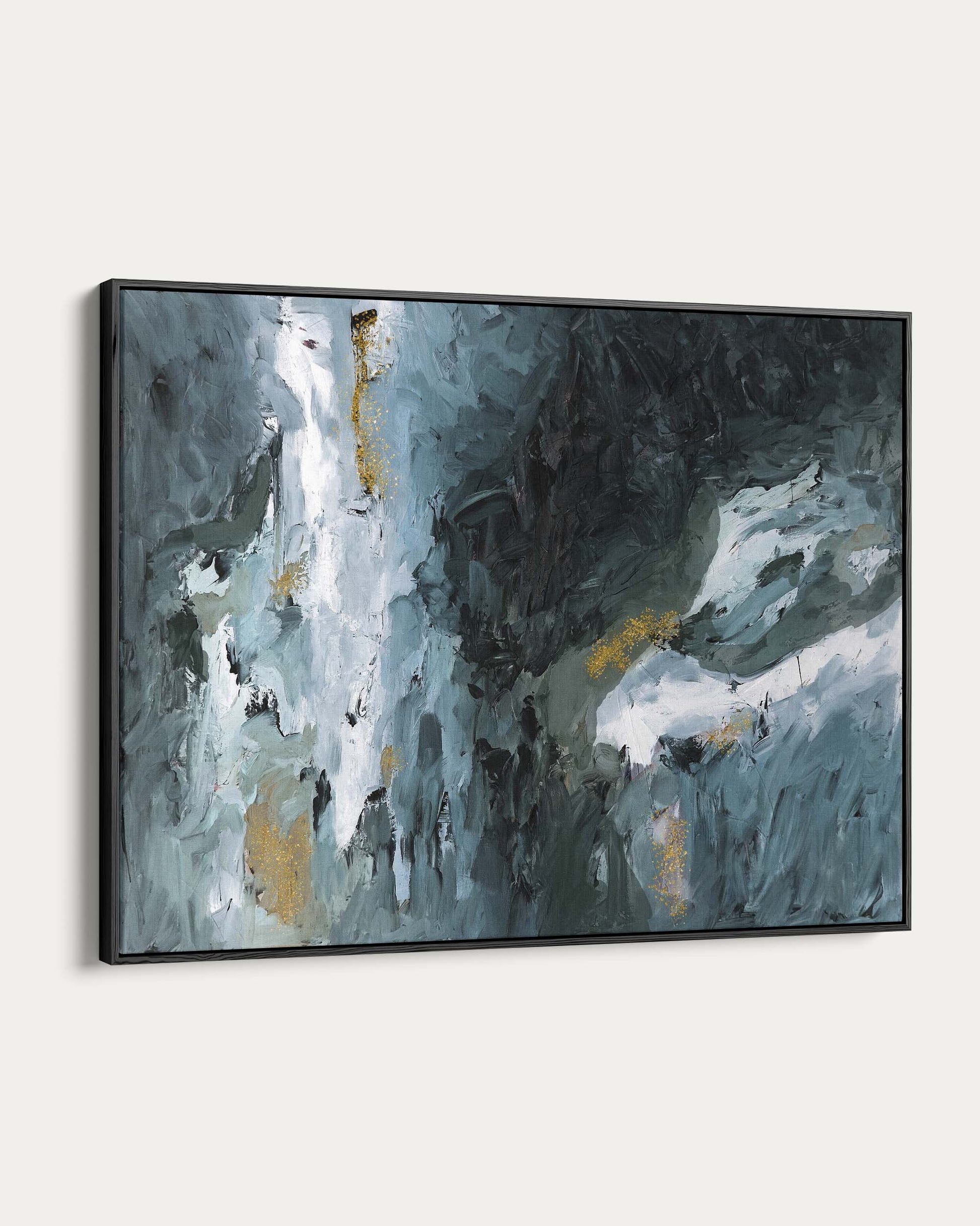 Abstract painting with a black frame on a white background