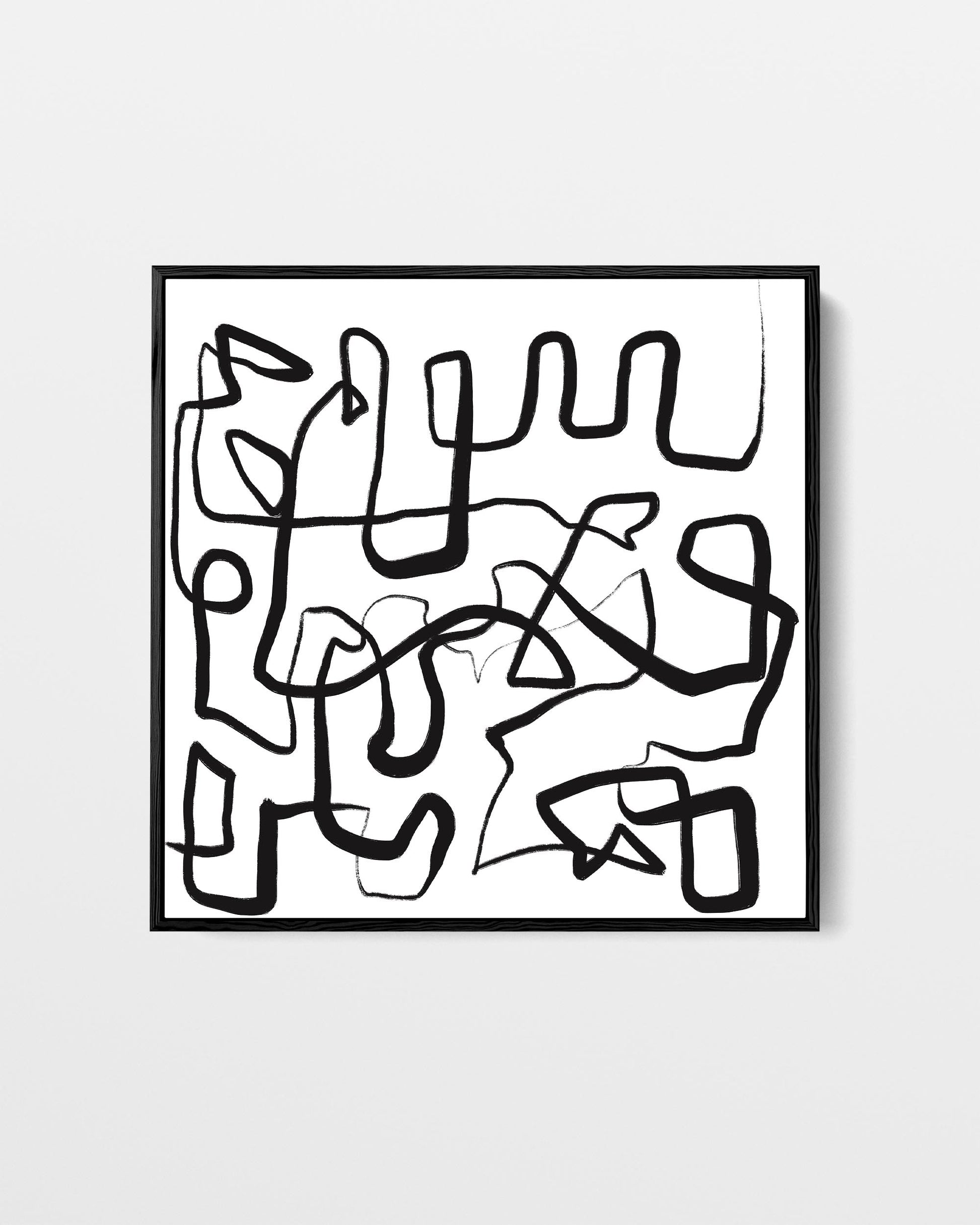 Abstract black line art on a white background