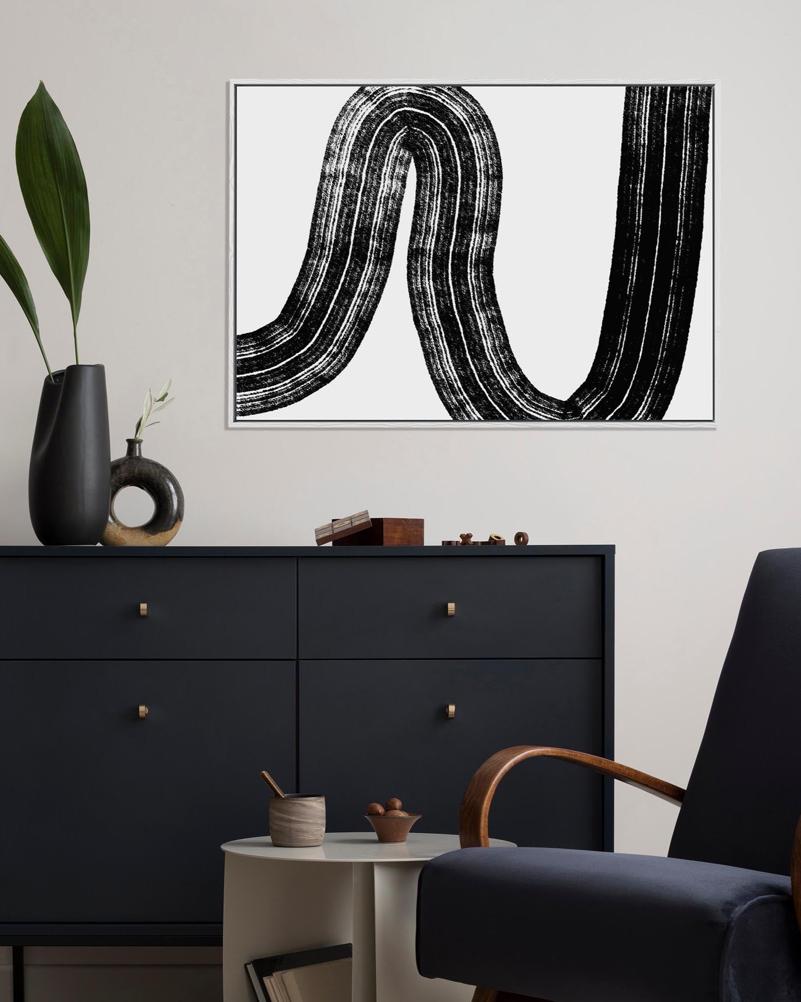 Brushed Line Framed Canvas