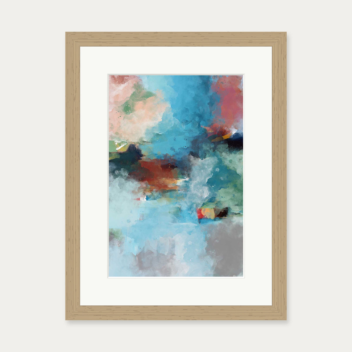 Blue Abstract Clouds Art Print — 30 x 40 cm — Oak Frame