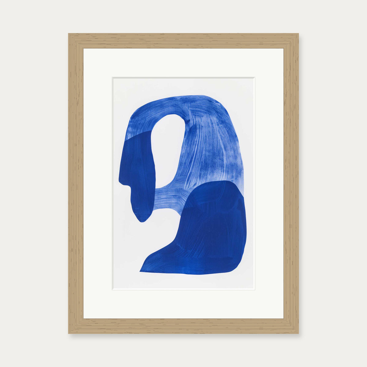 Blue Abstract Rock Wall Art Print — 30 x 40 cm — Oak Frame