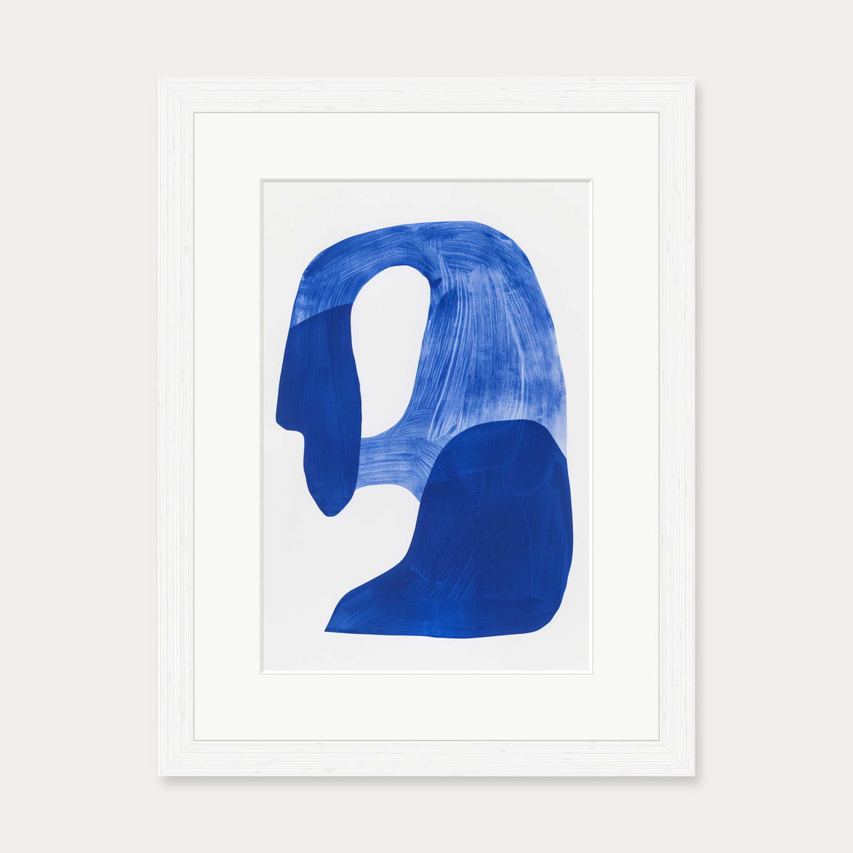 Blue Abstract Rock Wall Art Print — 30 x 40 cm — White Frame