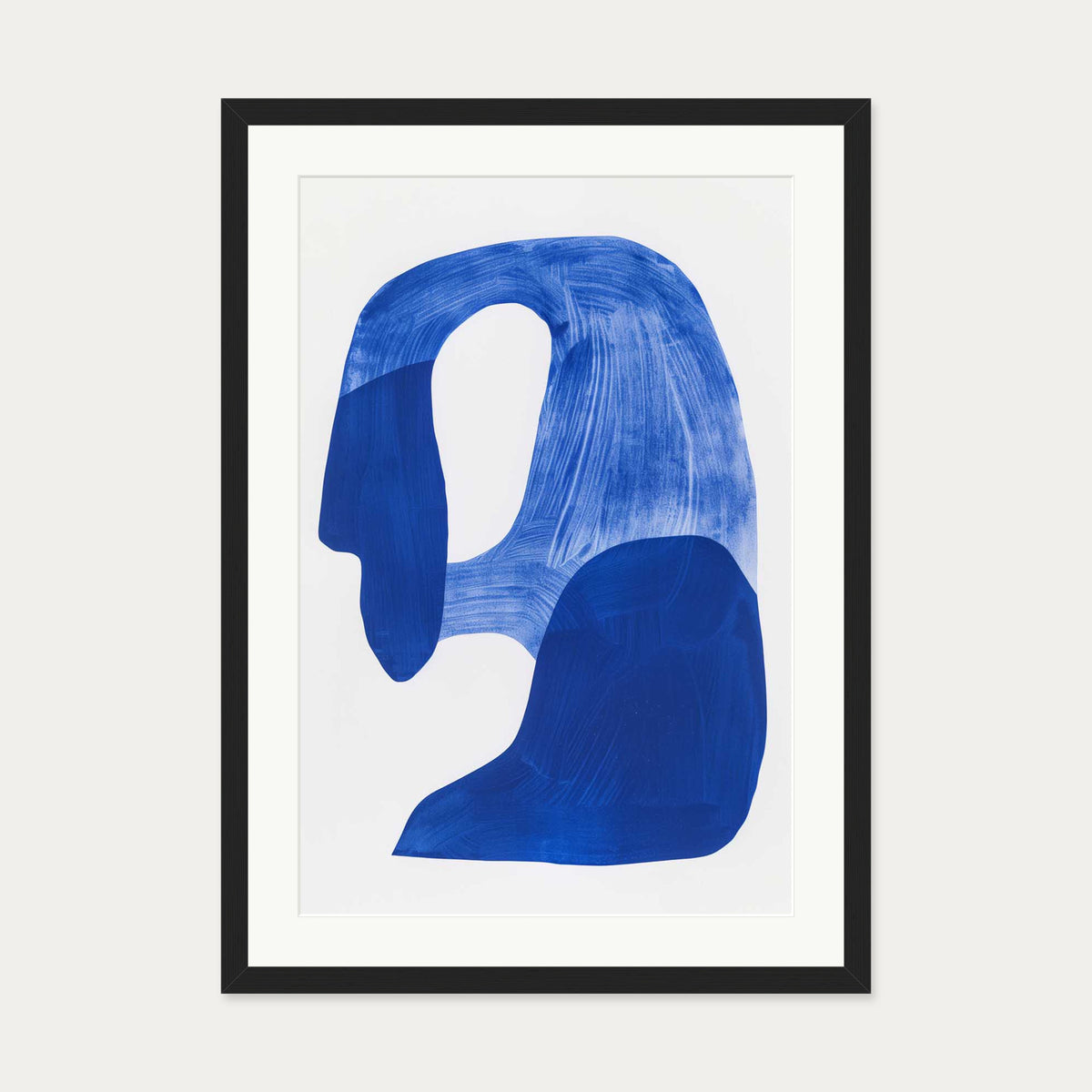 Blue Abstract Rock Wall Art Print — 50 x 70 cm — Black Frame