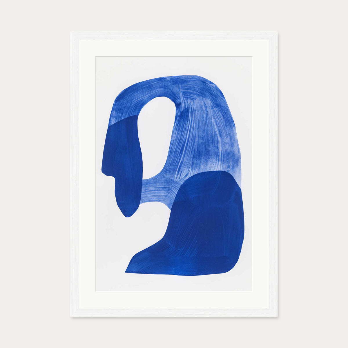 Blue Abstract Rock Wall Art Print — 50 x 70 cm — White Frame