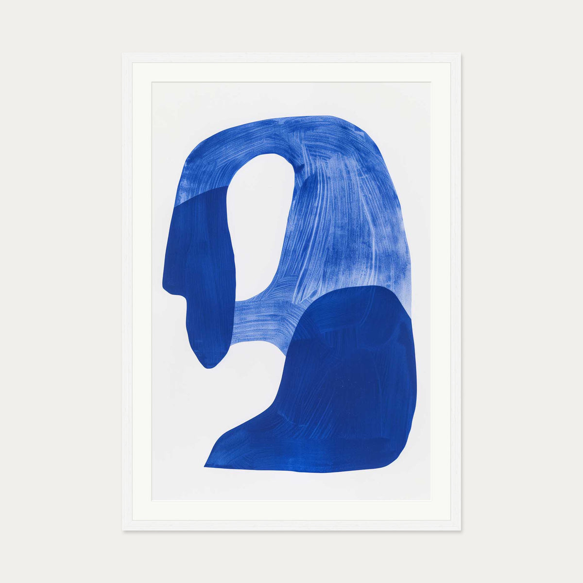 Blue Abstract Rock Wall Art Print — 70 x 100 cm — White Frame