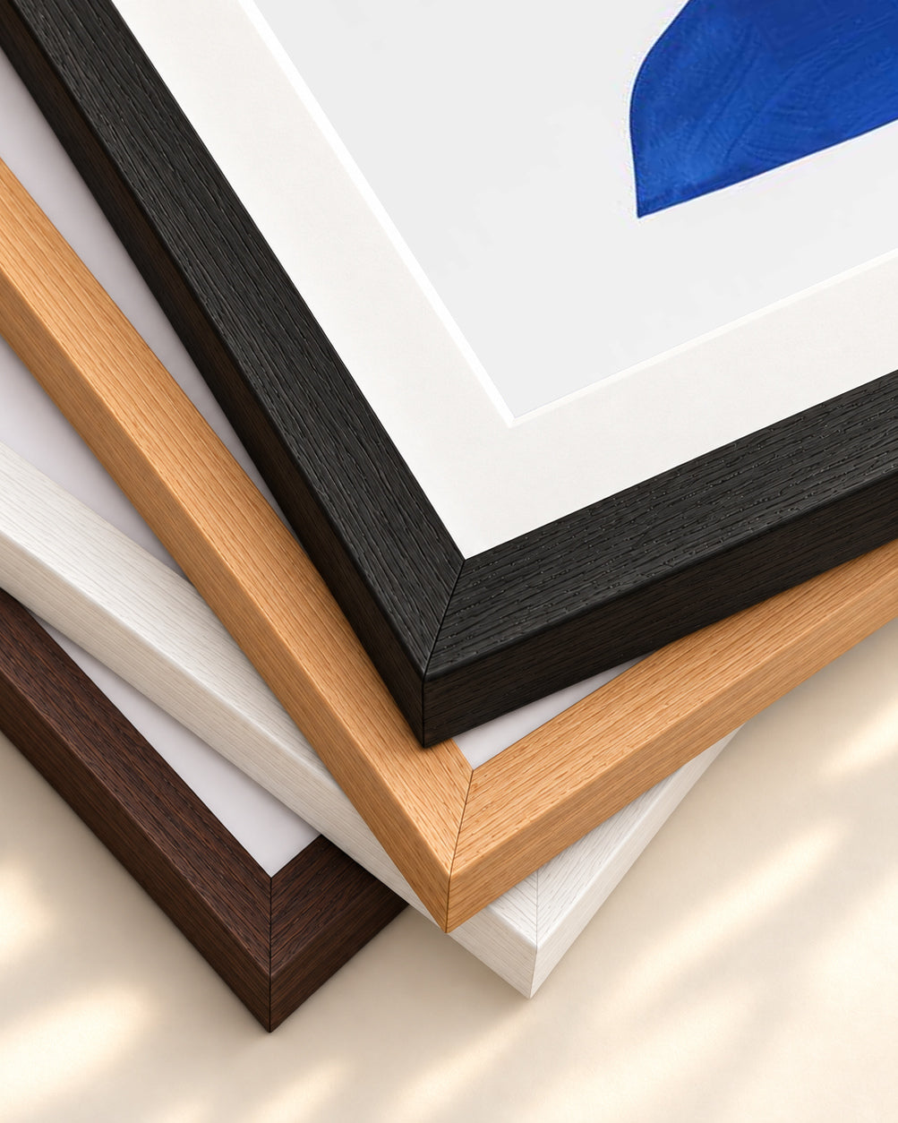 Blue Abstract Rock Wall Art Print — framed print corner with 5 cm mount and bevel