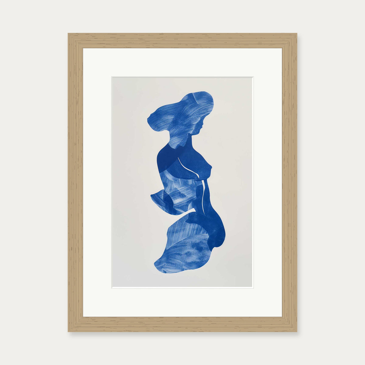 Blue Abstract Wall Art Print — 30 x 40 cm — Oak Frame