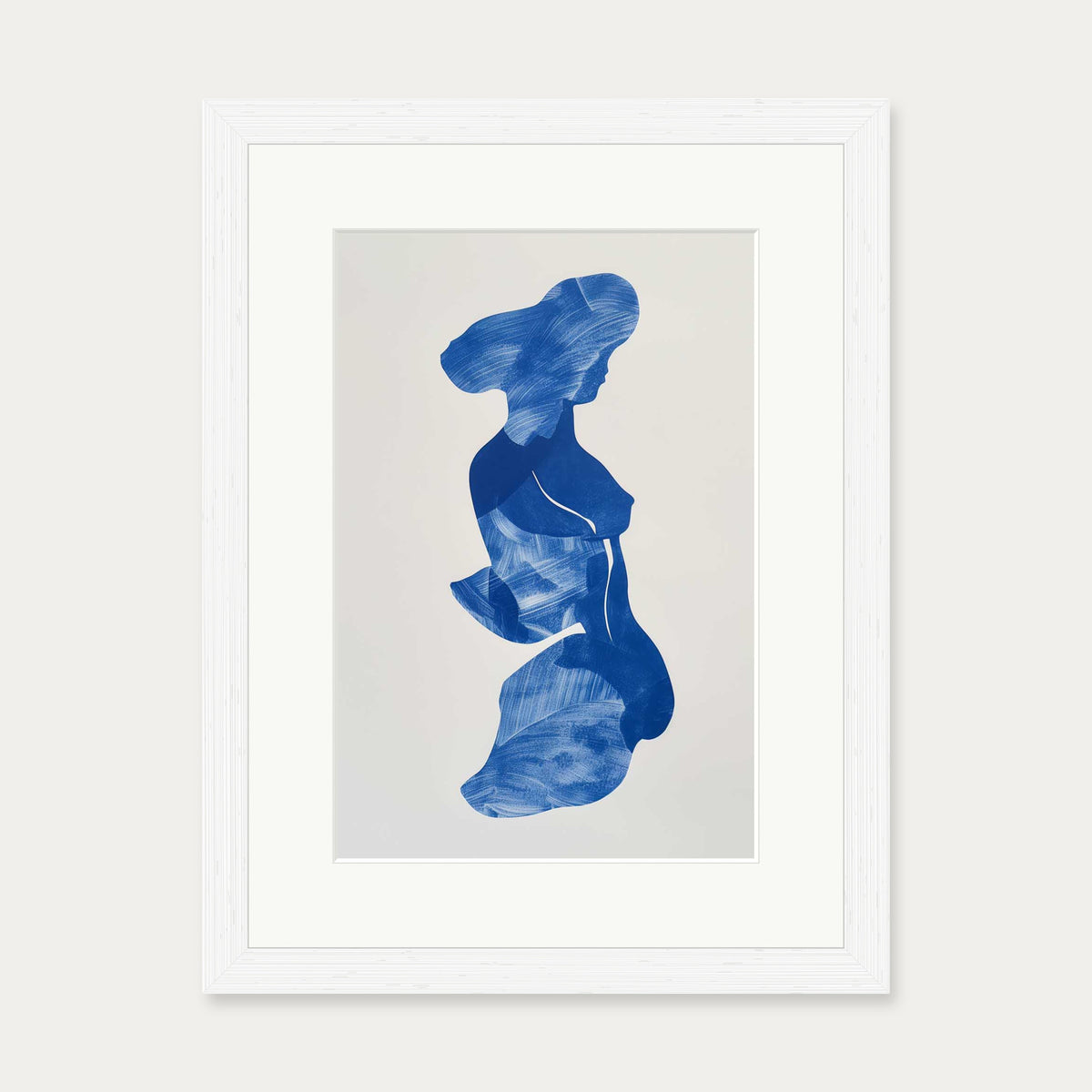 Blue Abstract Wall Art Print — 30 x 40 cm — White Frame