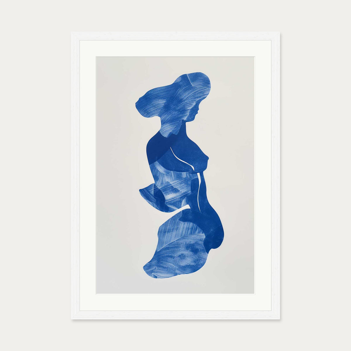 Blue Abstract Wall Art Print — 50 x 70 cm — White Frame