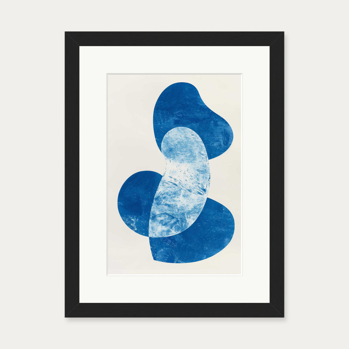 Blue Abstract Whale Wall Art — 30 x 40 cm — Black Frame