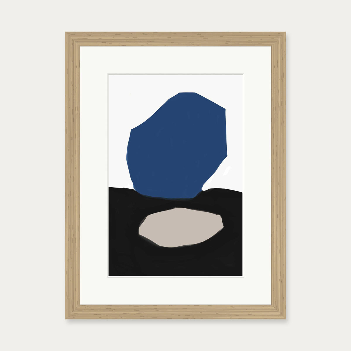 Blue Black Abstract Design Art Print — 30 x 40 cm — Oak Frame