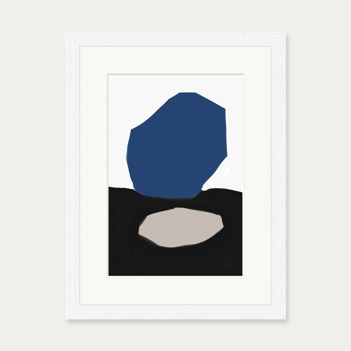 Blue Black Abstract Design Art Print — 30 x 40 cm — White Frame