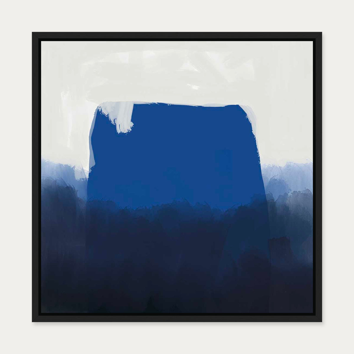 Blue Brush Strokes Canvas Art — 50 x 50 cm — Black Frame