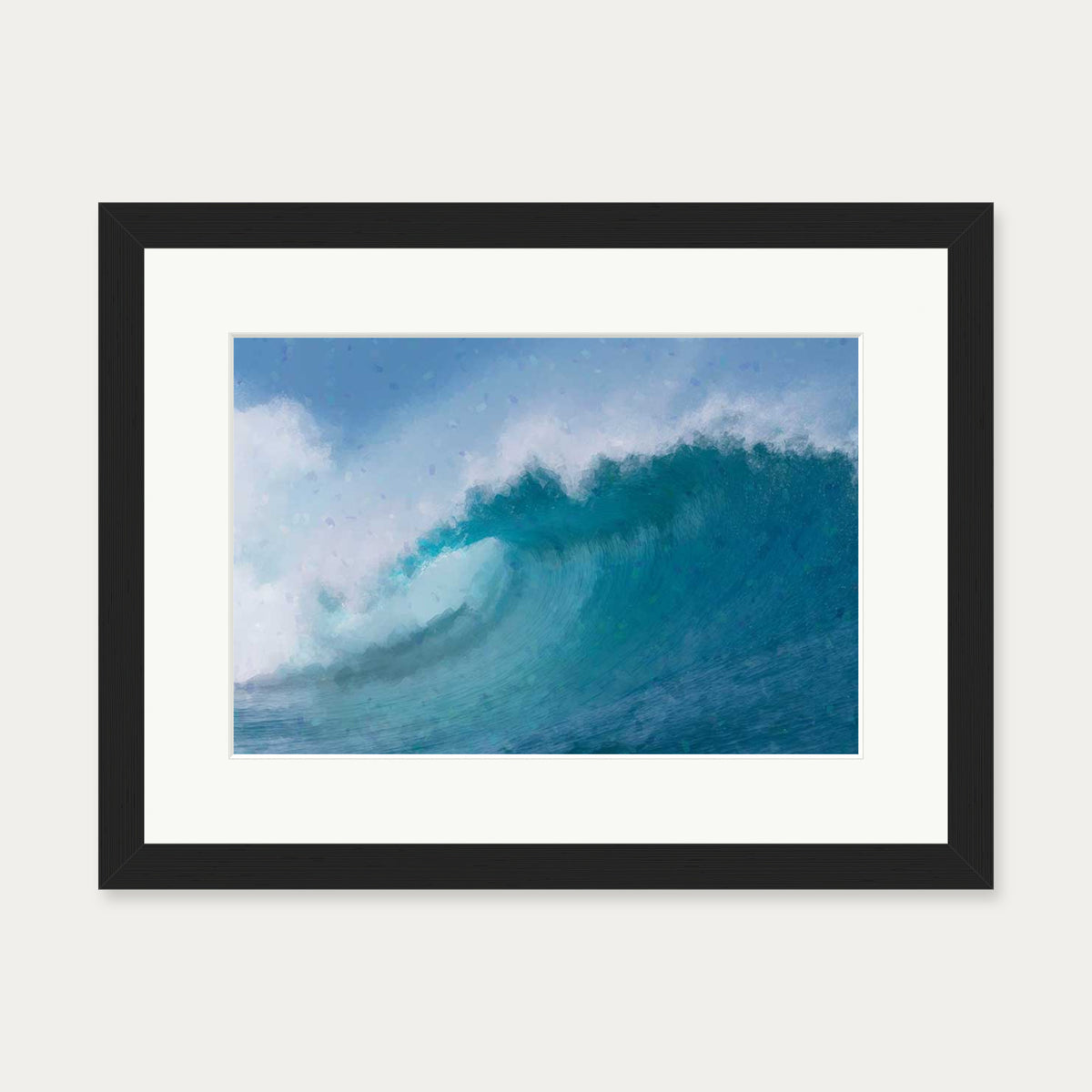 Blue Crashing Waves Art Print — 30 x 40 cm — Black Frame
