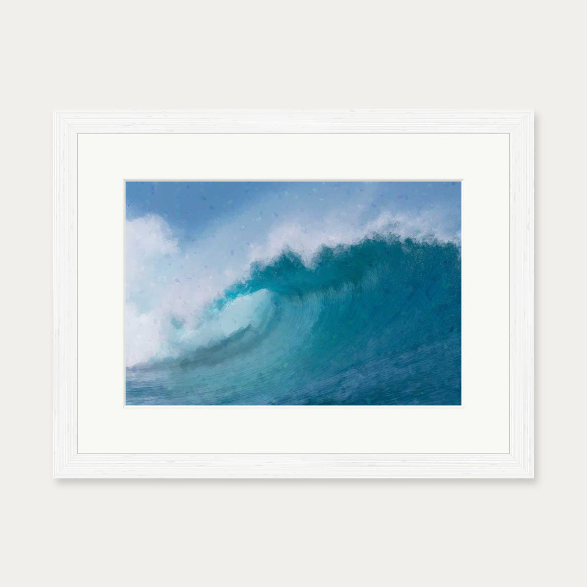 Blue Crashing Waves Art Print — 30 x 40 cm — White Frame