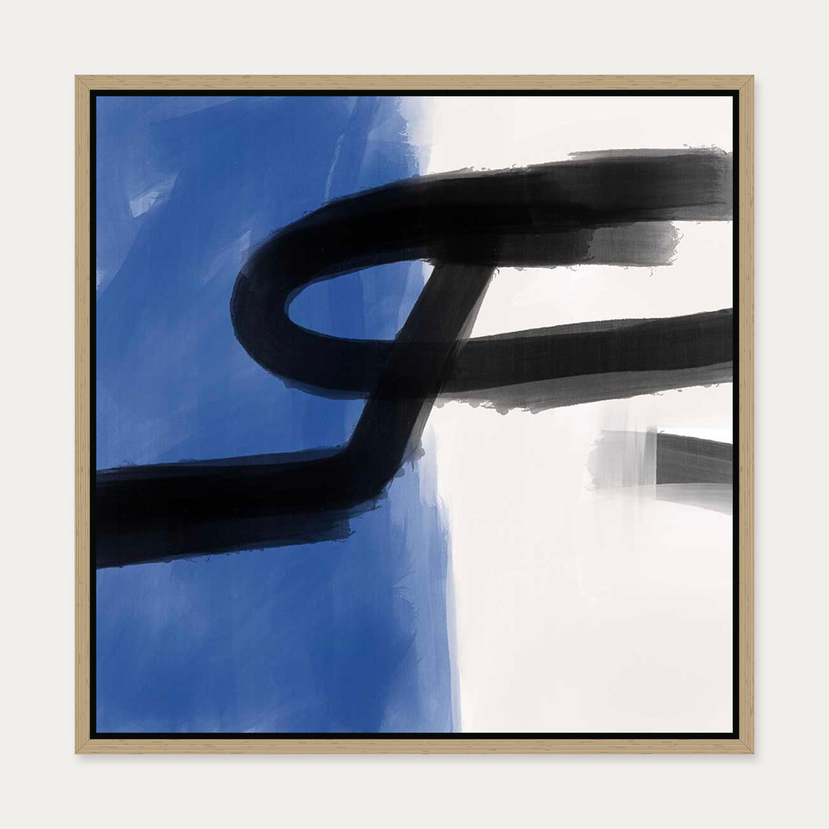 Blue Crossroads Canvas Art — 50 x 50 cm — Oak Frame
