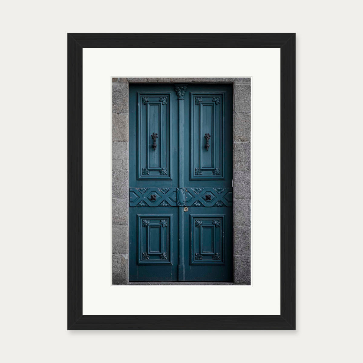 Blue Door Art Print — 30 x 40 cm — Black Frame