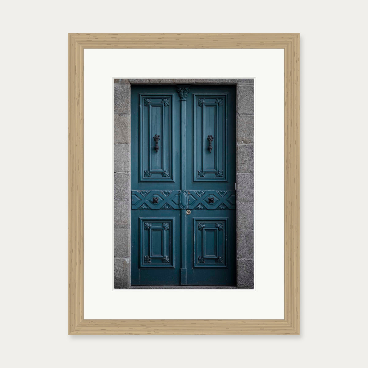 Blue Door Art Print — 30 x 40 cm — Oak Frame