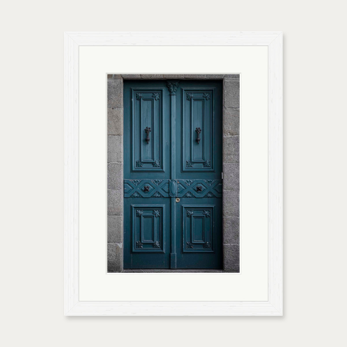 Blue Door Art Print — 30 x 40 cm — White Frame
