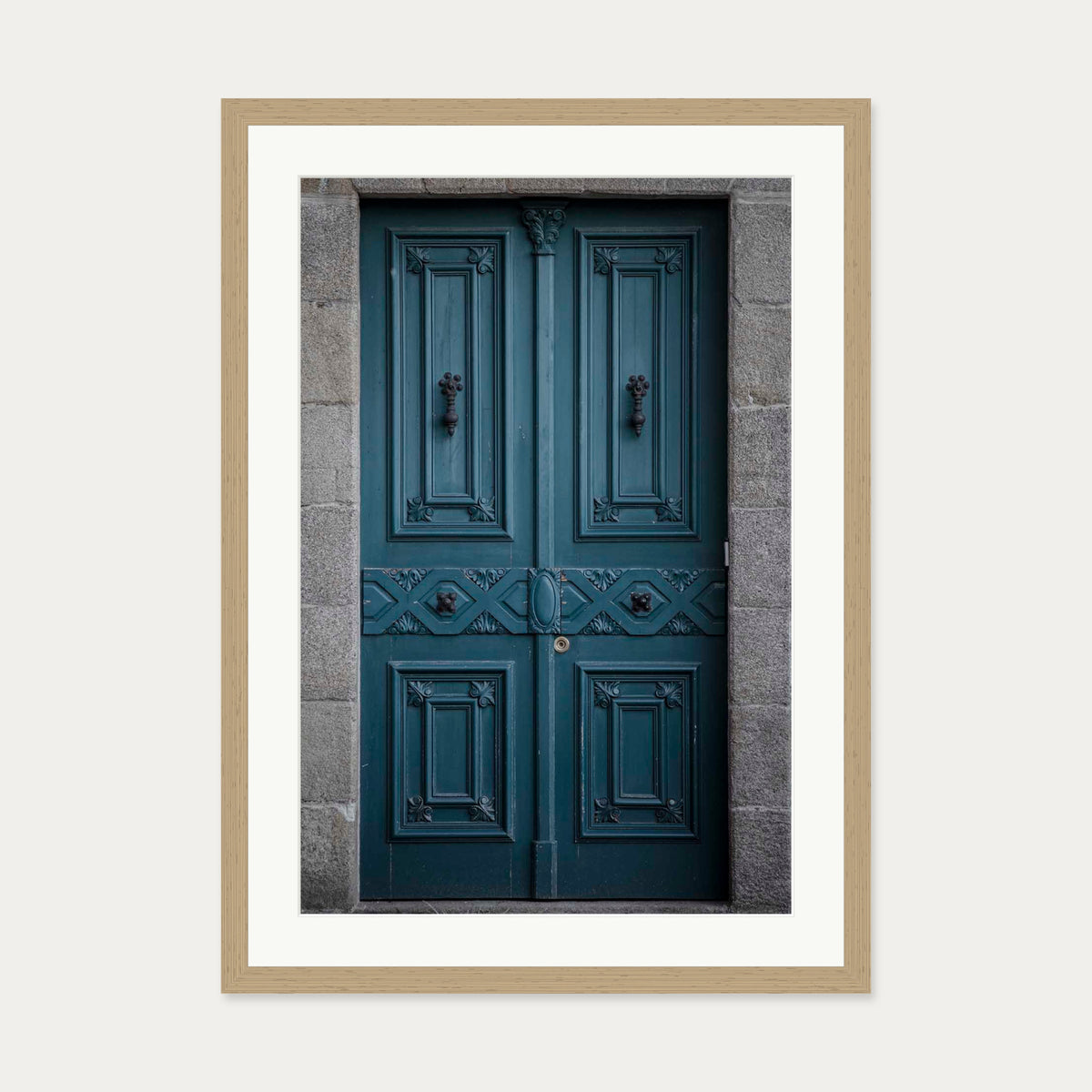 Blue Door Art Print — 50 x 70 cm — Oak Frame