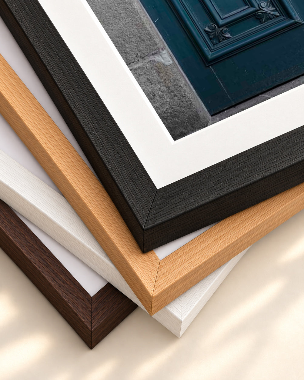 Blue Door Art Print — framed print corner with 5 cm mount and bevel