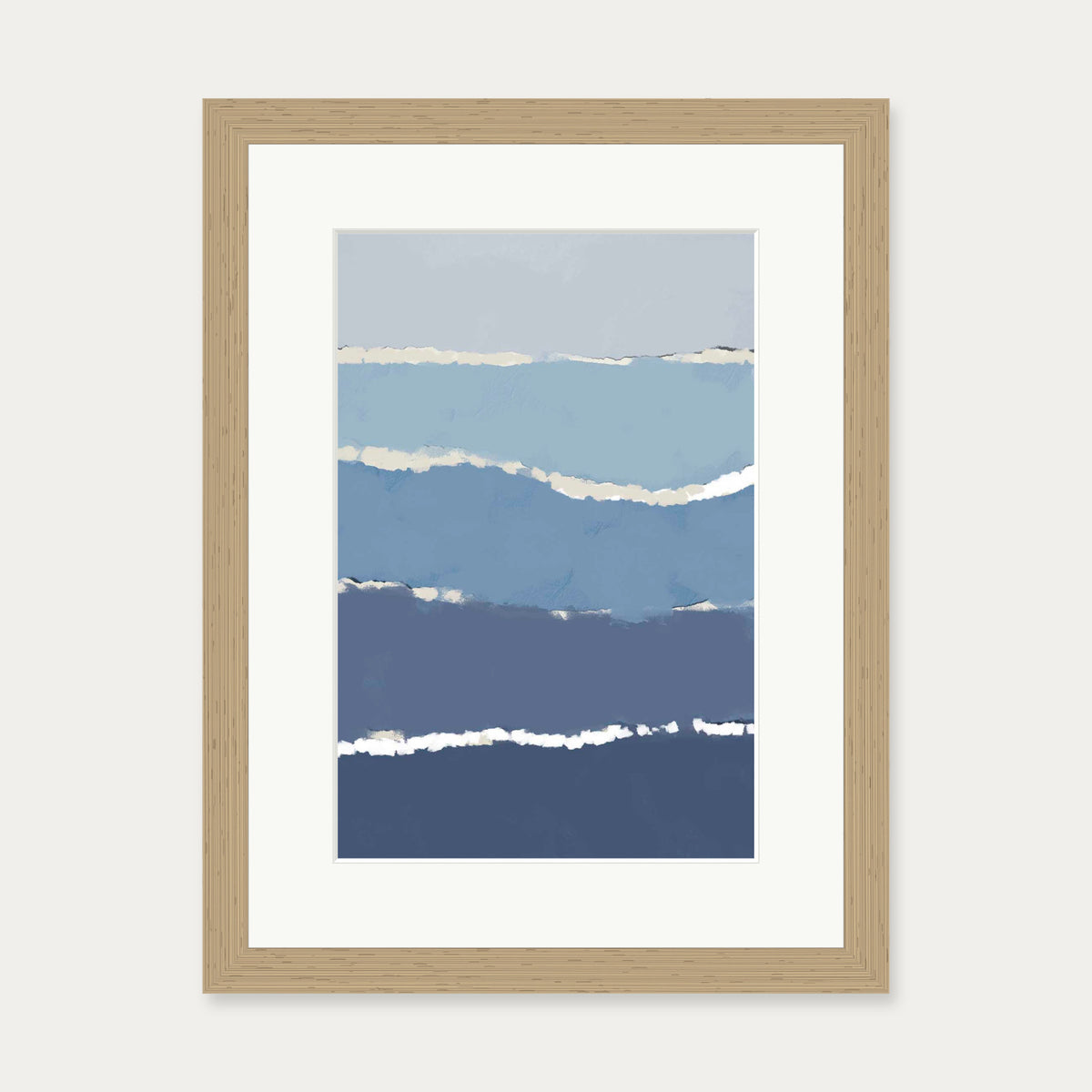 Blue Gradient Abstract Shapes Art Print — 30 x 40 cm — Oak Frame