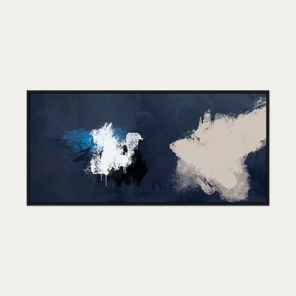 Blue Marina Canvas Art — 130 x 60 cm — Black Frame