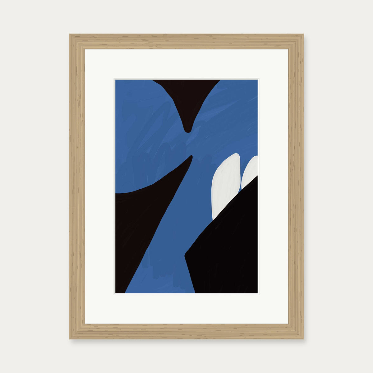 Blue On Black Wall Art — 30 x 40 cm — Oak Frame