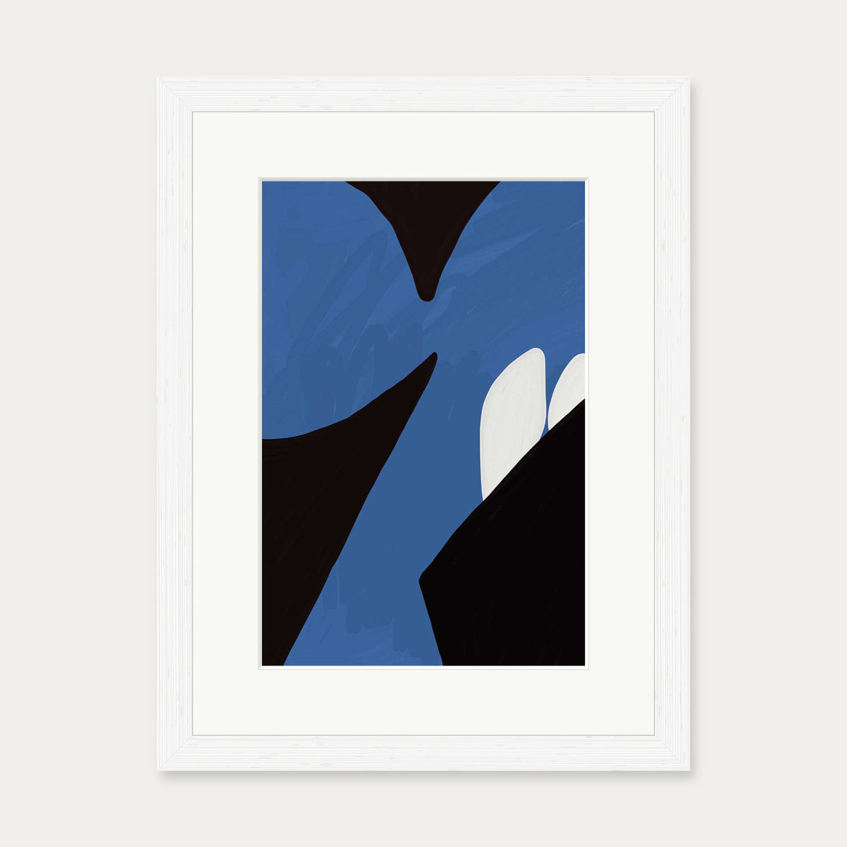 Blue On Black Wall Art — 30 x 40 cm — White Frame