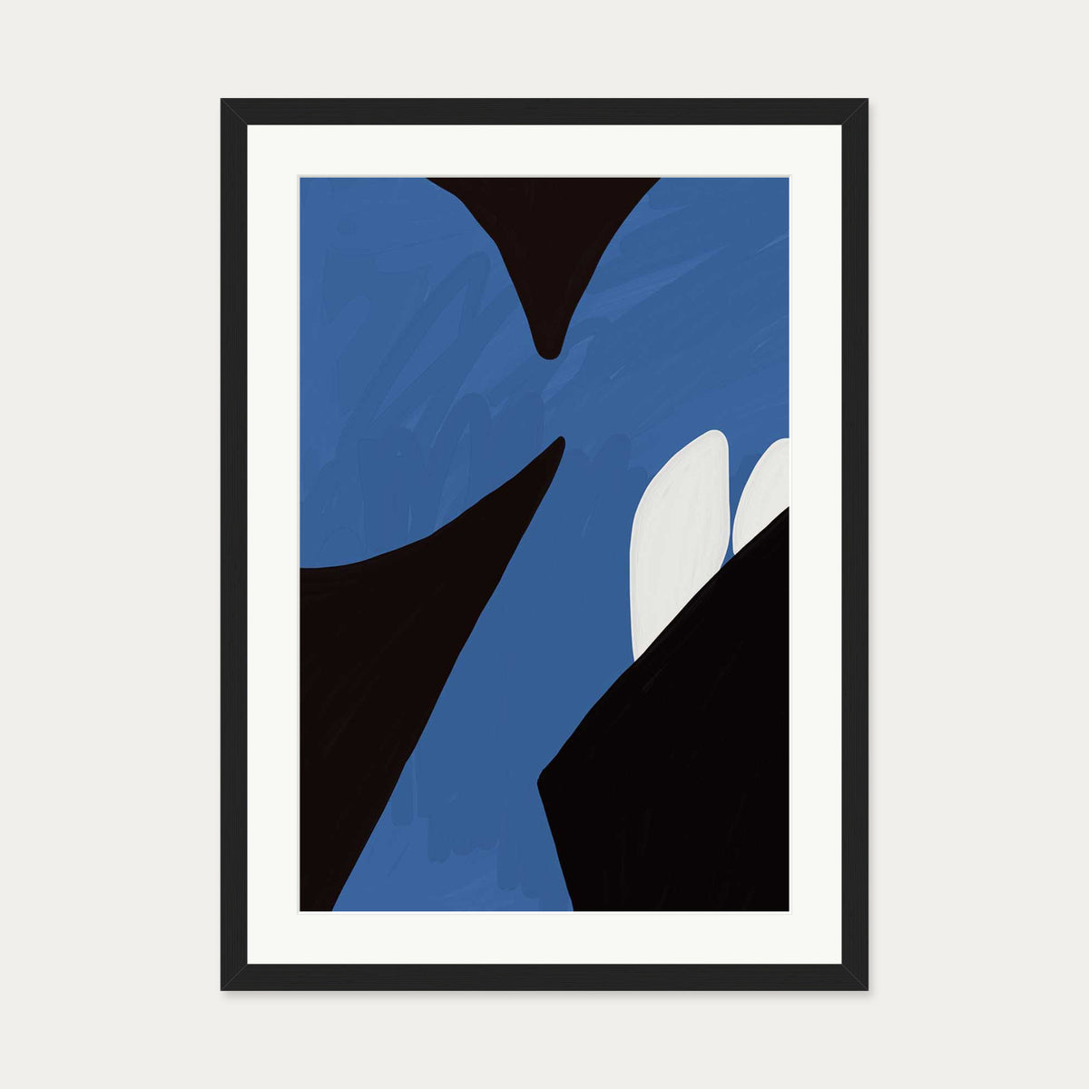 Blue On Black Wall Art — 50 x 70 cm — Black Frame
