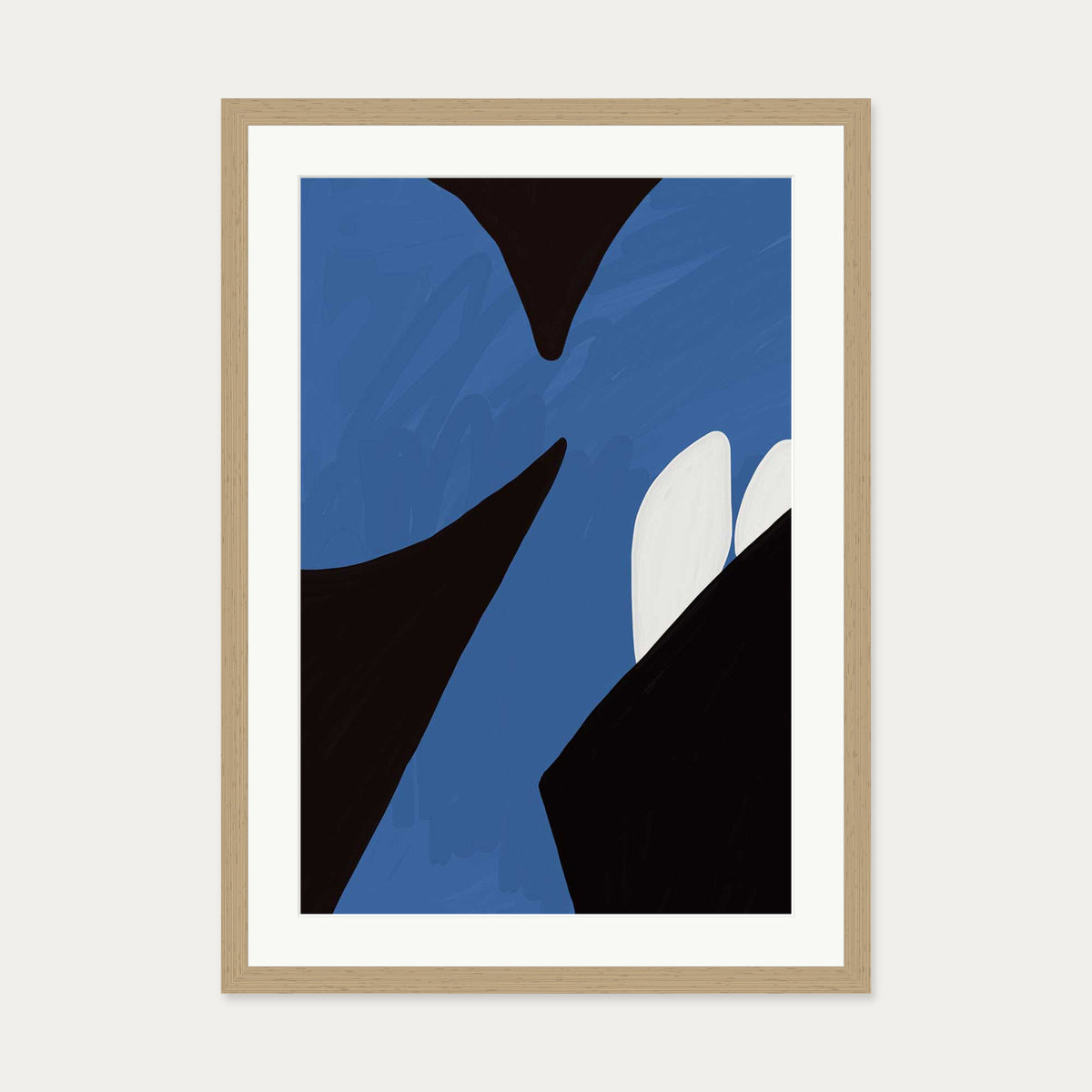 Blue On Black Wall Art — 50 x 70 cm — Oak Frame