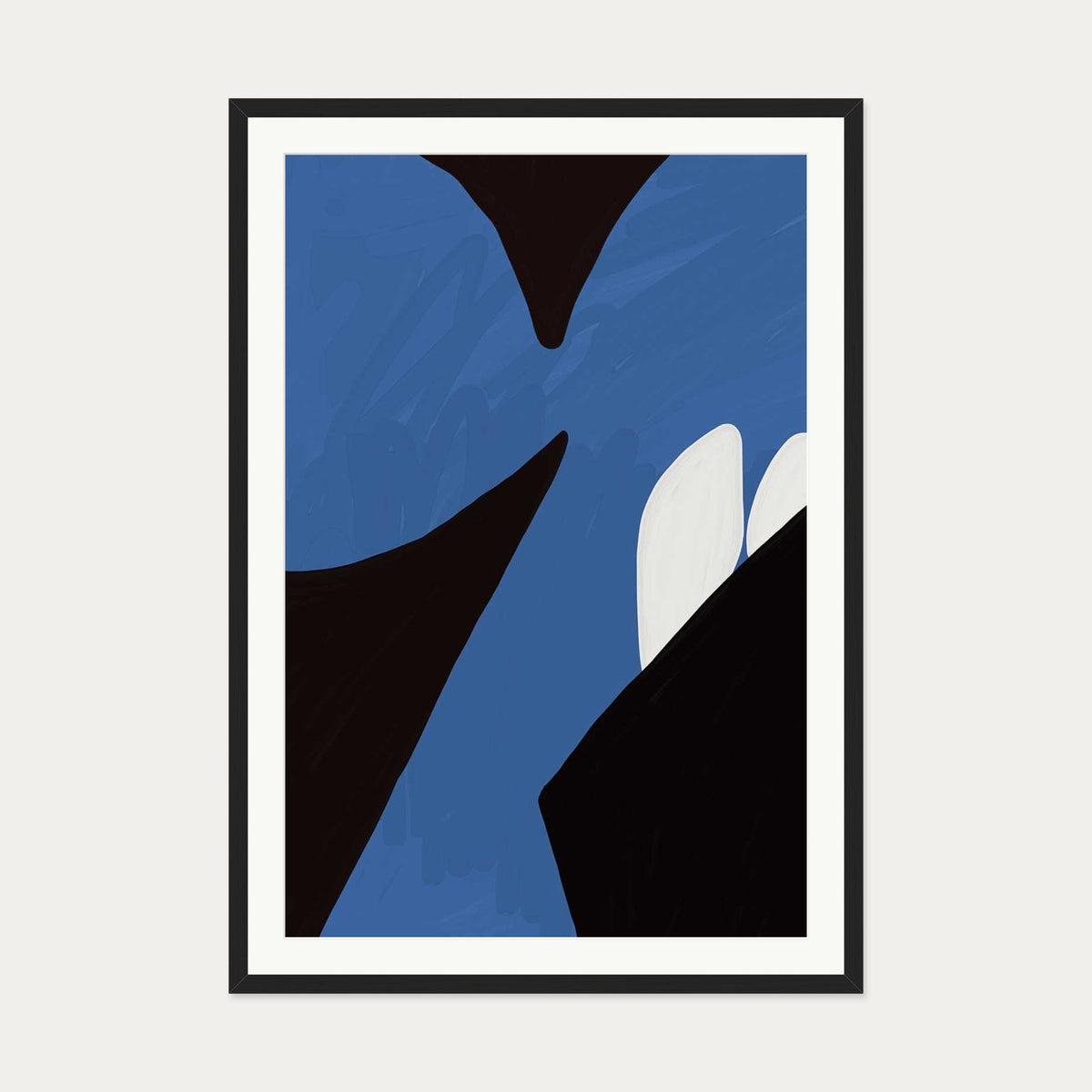 Blue On Black Wall Art — 70 x 100 cm — Black Frame