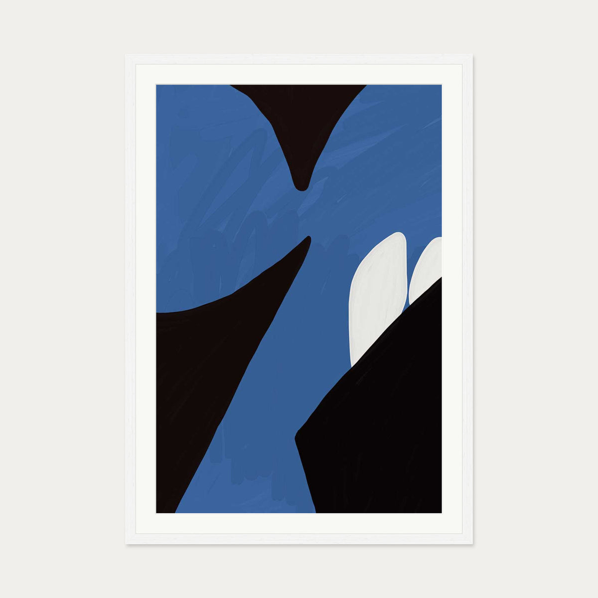 Blue On Black Wall Art — 70 x 100 cm — White Frame