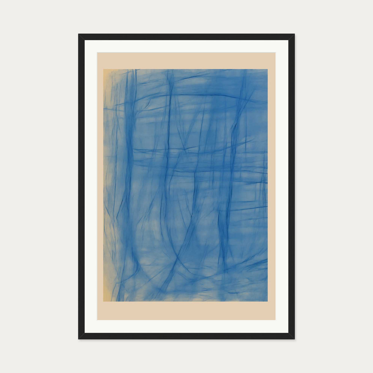 Blue Serenity Art Print — 70 x 100 cm — Black Frame