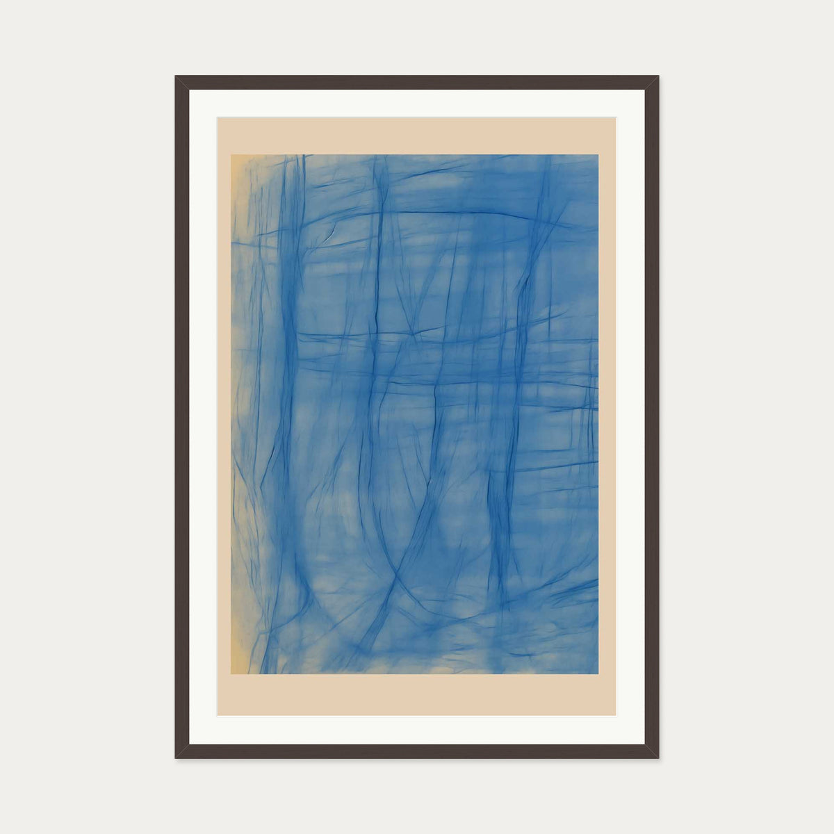 Blue Serenity Art Print — 70 x 100 cm — Brown Frame