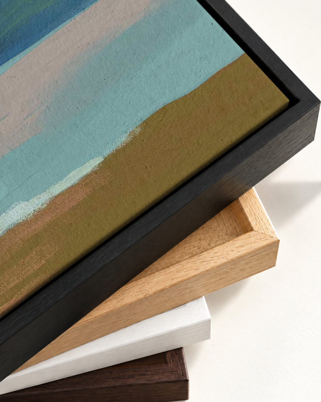 Blue Skies Over The Sea Canvas Art — framed canvas corner and wrapped canvas detail