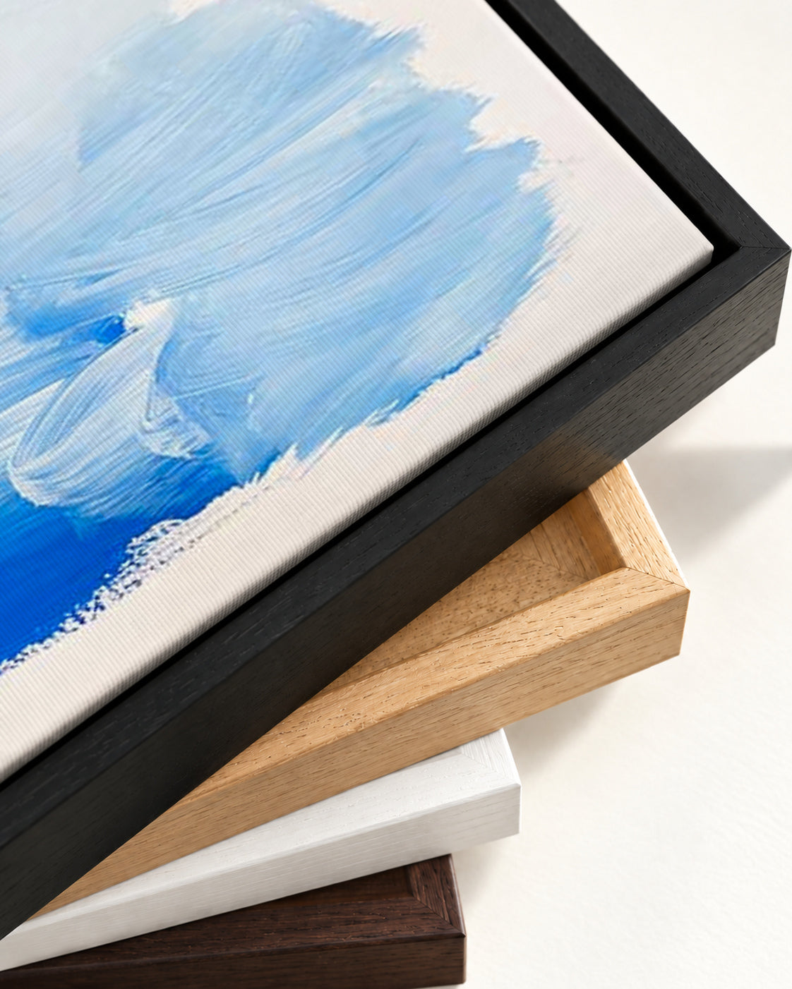 Blue Symphony Canvas Art — framed canvas corner and wrapped canvas detail