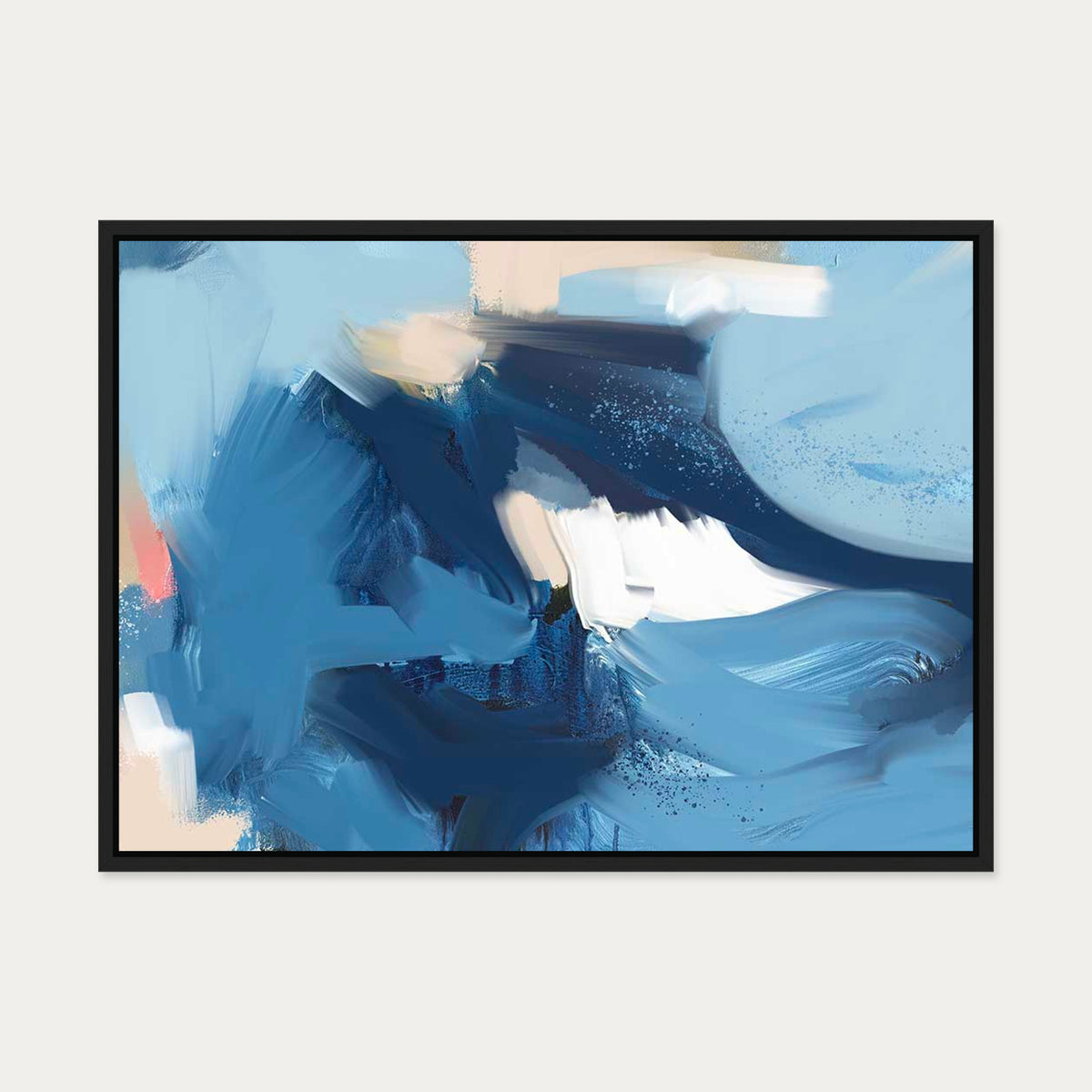 Blue Wave Canvas Art — 50 x 70 cm — Black Frame
