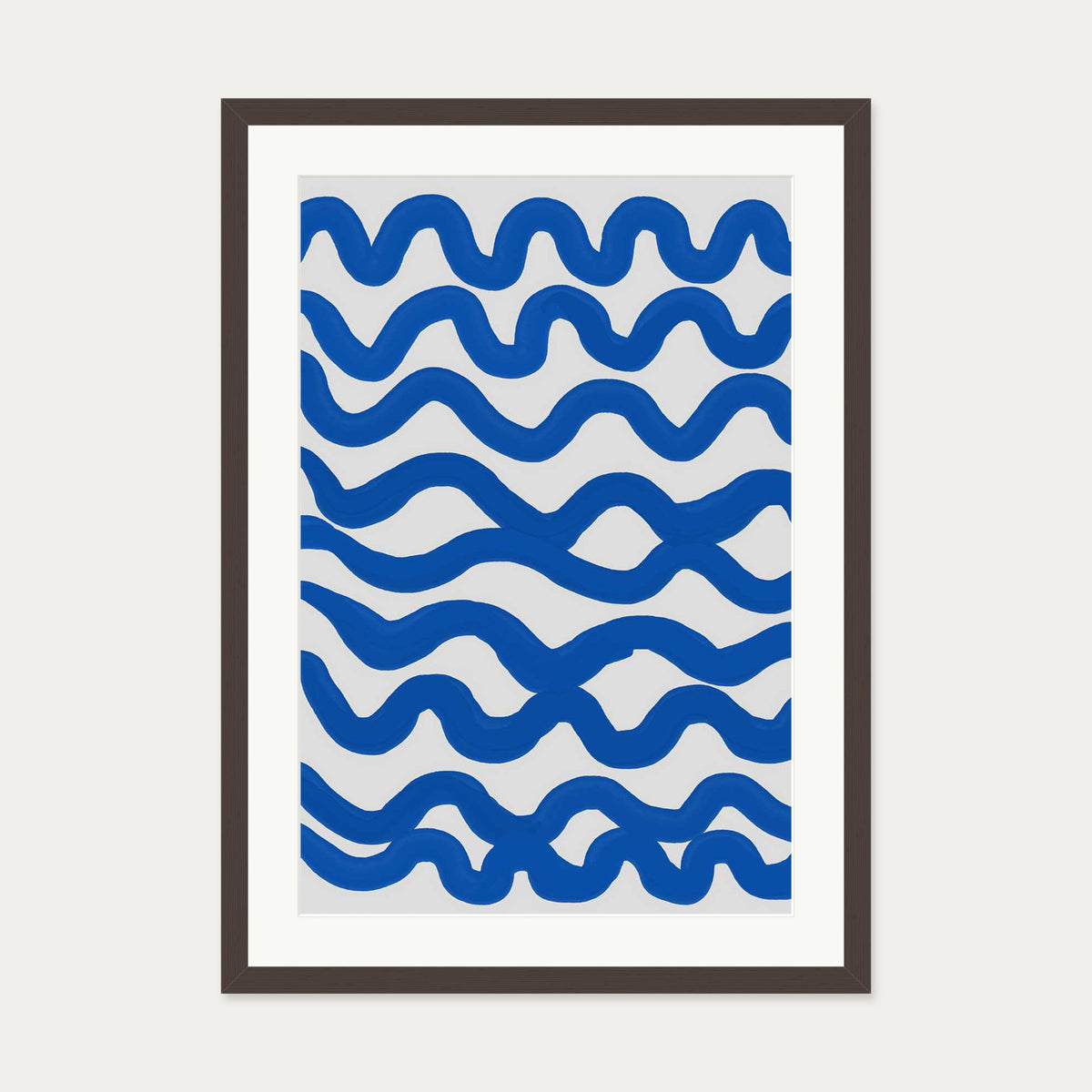 Blue Waves Art Print — 50 x 70 cm — Brown Frame