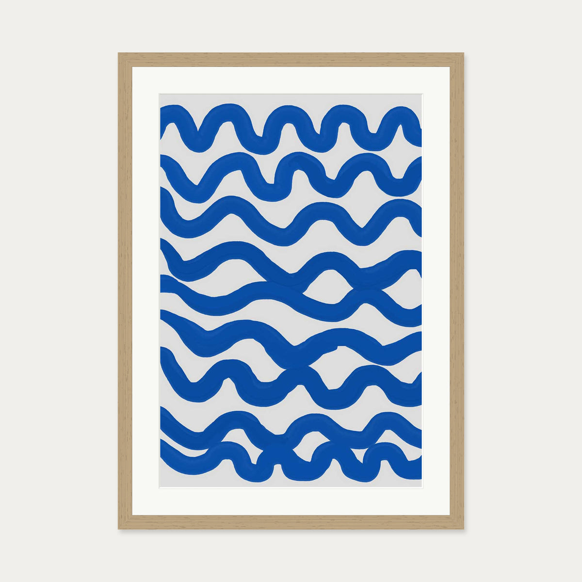 Blue Waves Art Print — 50 x 70 cm — Oak Frame