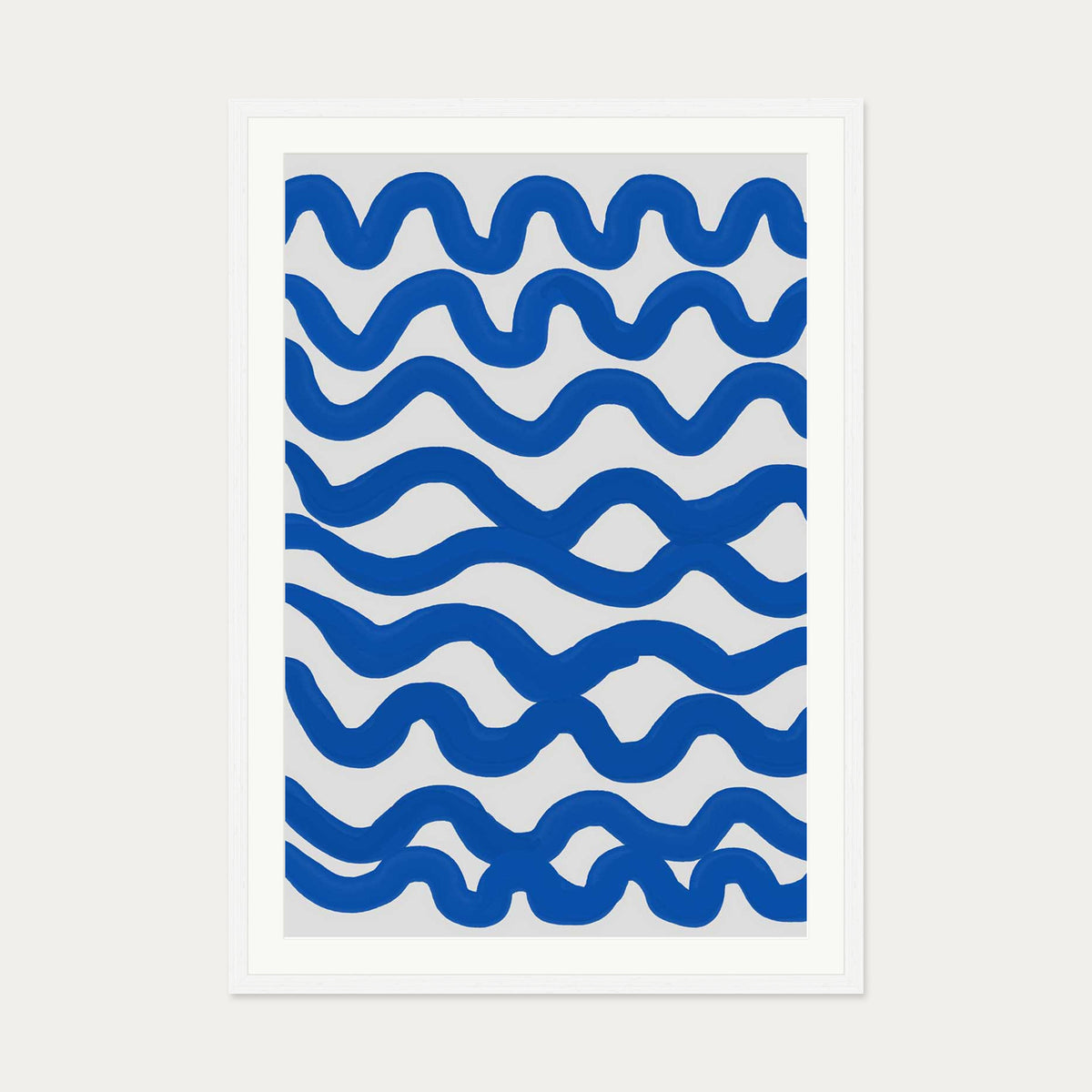 Blue Waves Art Print — 70 x 100 cm — White Frame