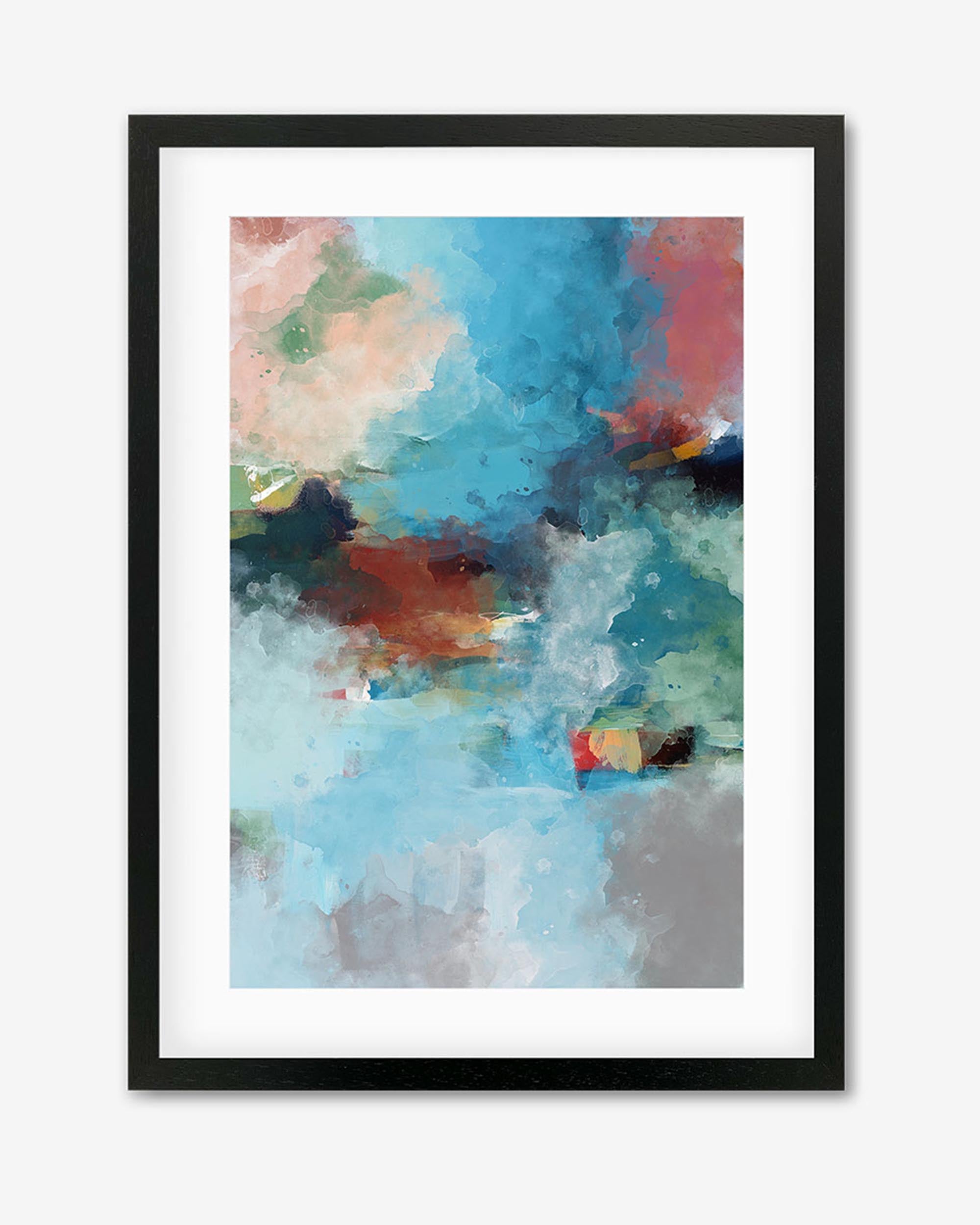 Blue Abstract Clouds Framed Art